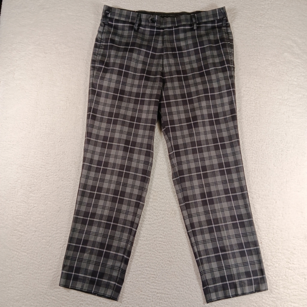 Murray Golf Pants Mens 38x29 (36×30) Black Broadsword Performance Tartan Plaid